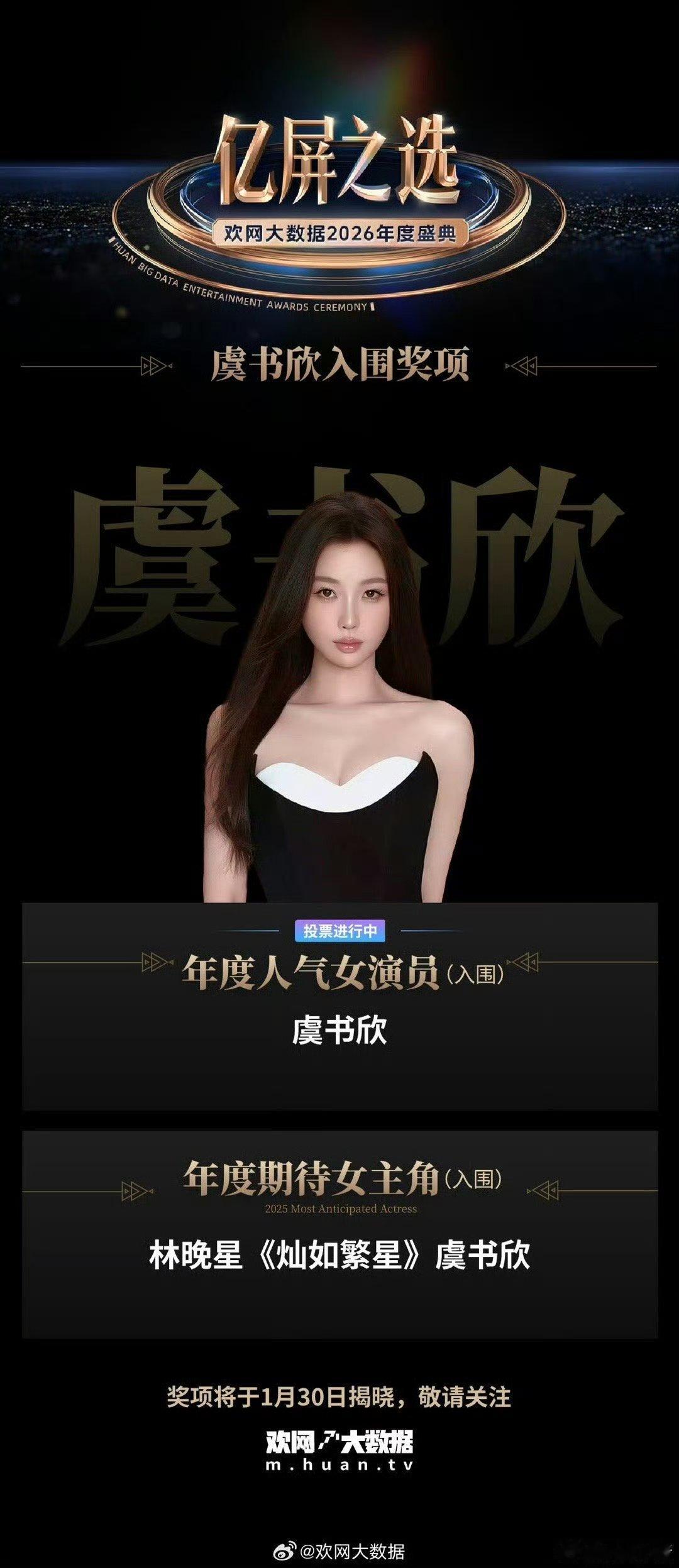 虞书欣断层领跑亿屏之选人气女演员好牛 