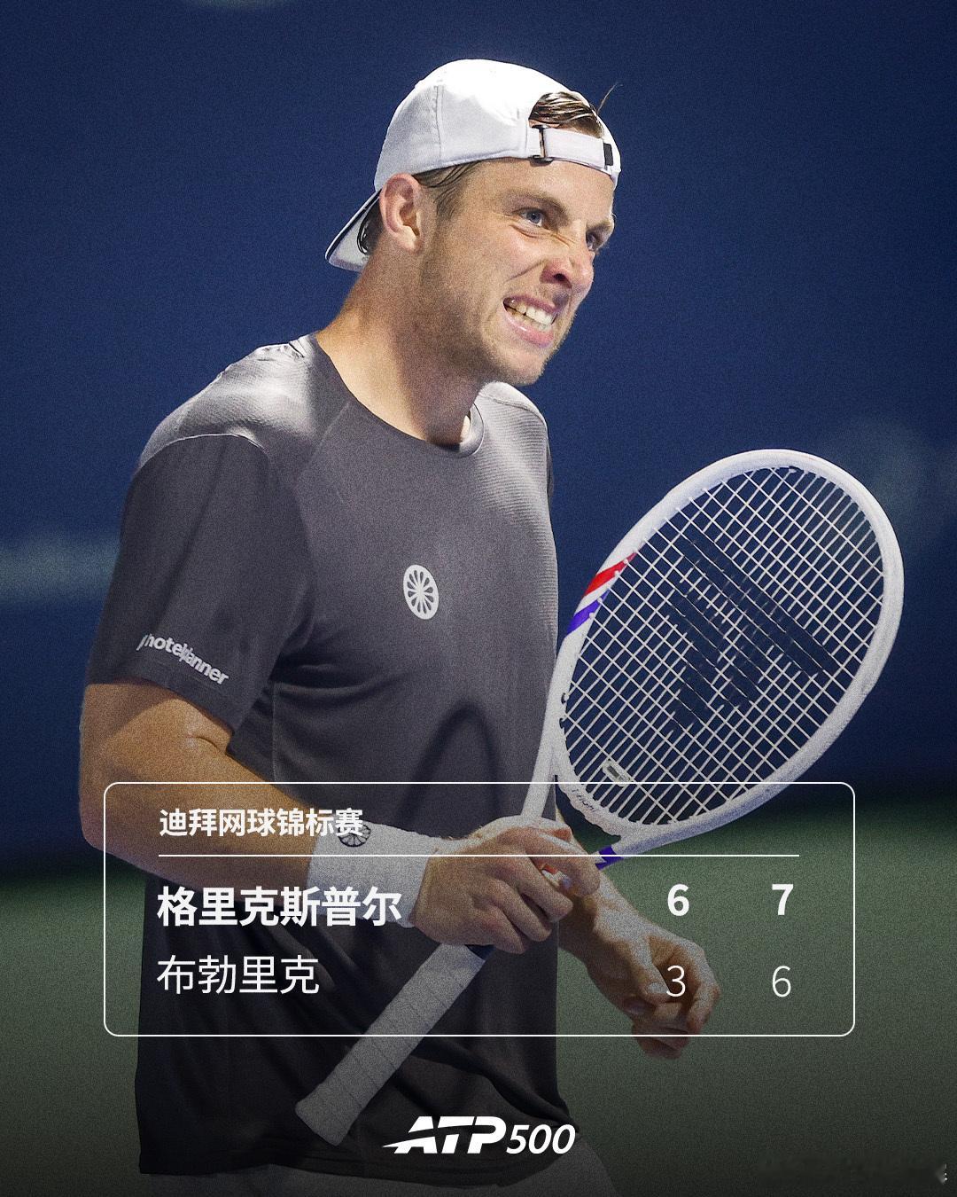 2号种子出局 💣ATP500迪拜网球锦标赛男单第二轮，格里克斯普尔6-3 7-