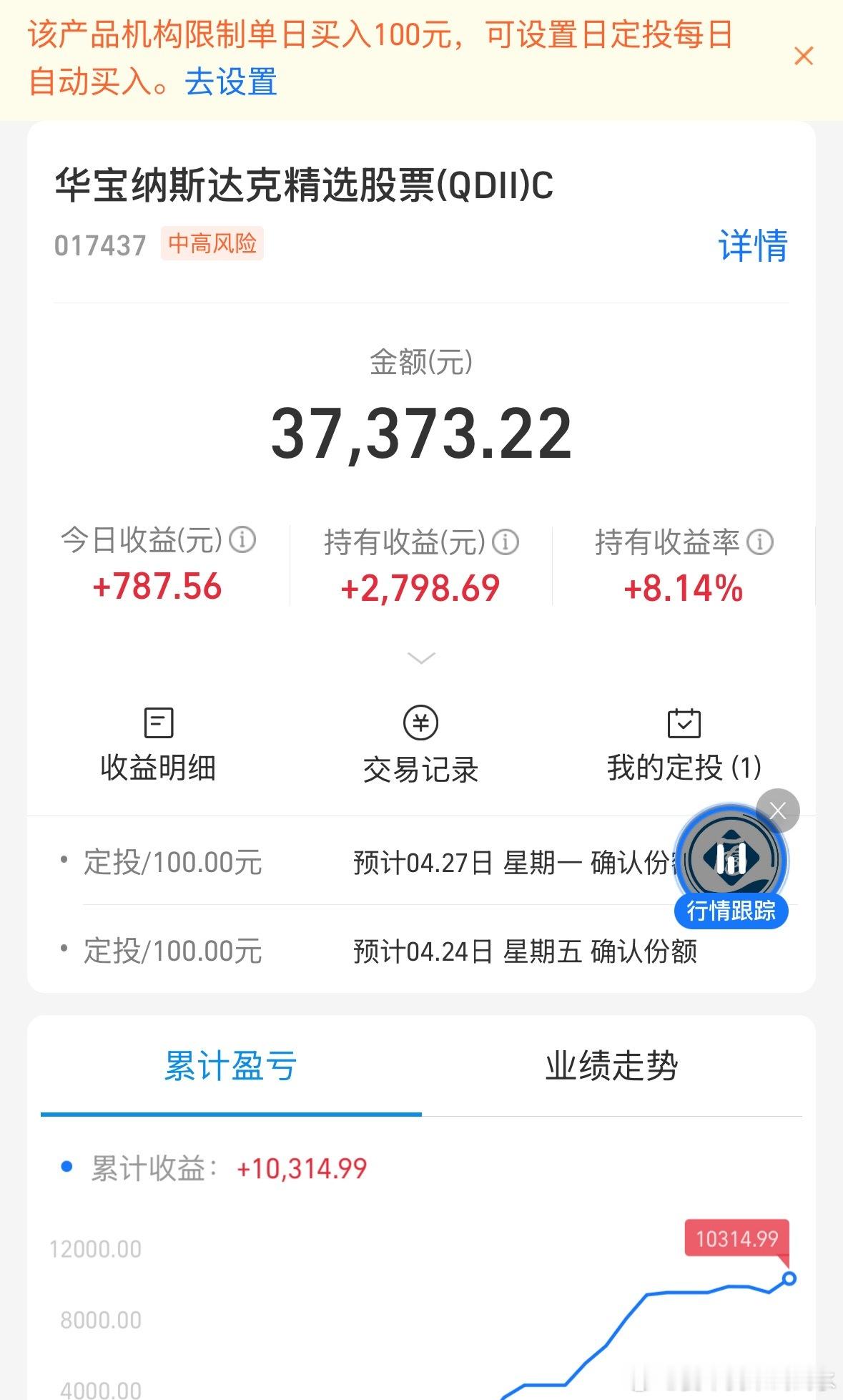 华宝的纳指，单只收益已破万 