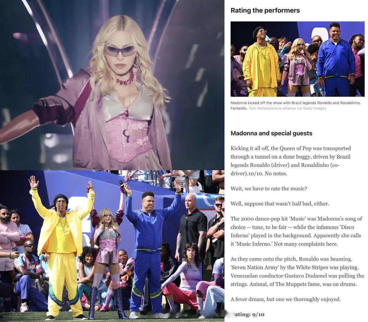 麦当娜 【Madonna 获 ESPN 9/10 最高评分！美加墨世界杯决赛中场