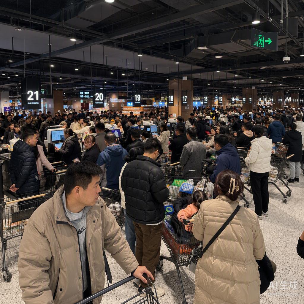 胖东来生活广场店宣布将在2026年底关闭，消息一出，门店28个收银口全开依然排起
