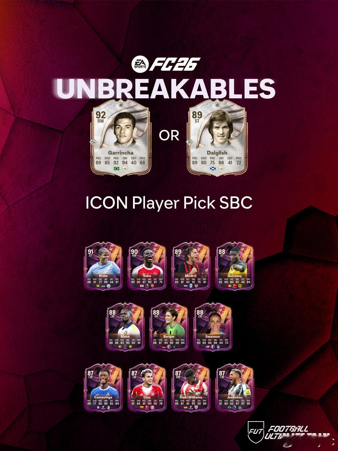 12月15日新增SBC：• 基础超级巨星比赛日挑选• 86+ 基础或 Ultim