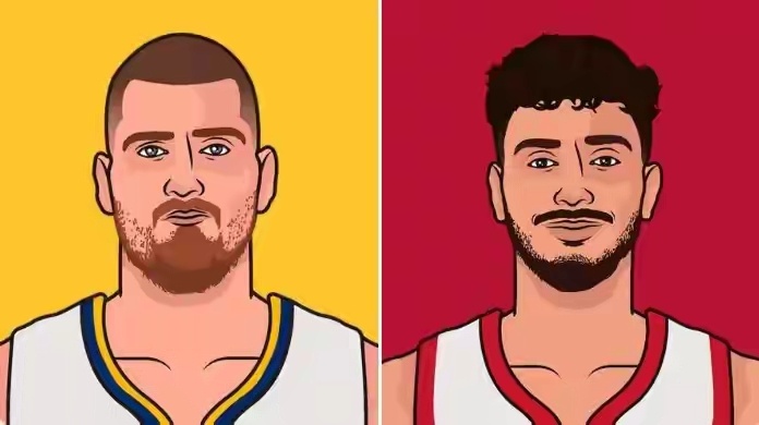 美媒StatMuse对比了五年级的申京和约基奇的数据。五年级的申京：场均23.4