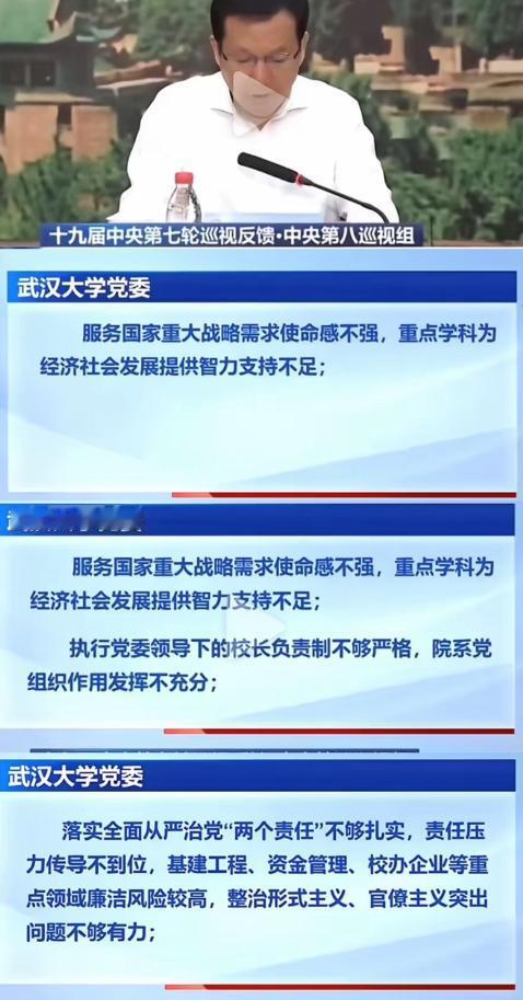 太罕见！央视直接点名武大，巡视组通报毫不客气，指出形式主义顽疾未除、立德树人仍有