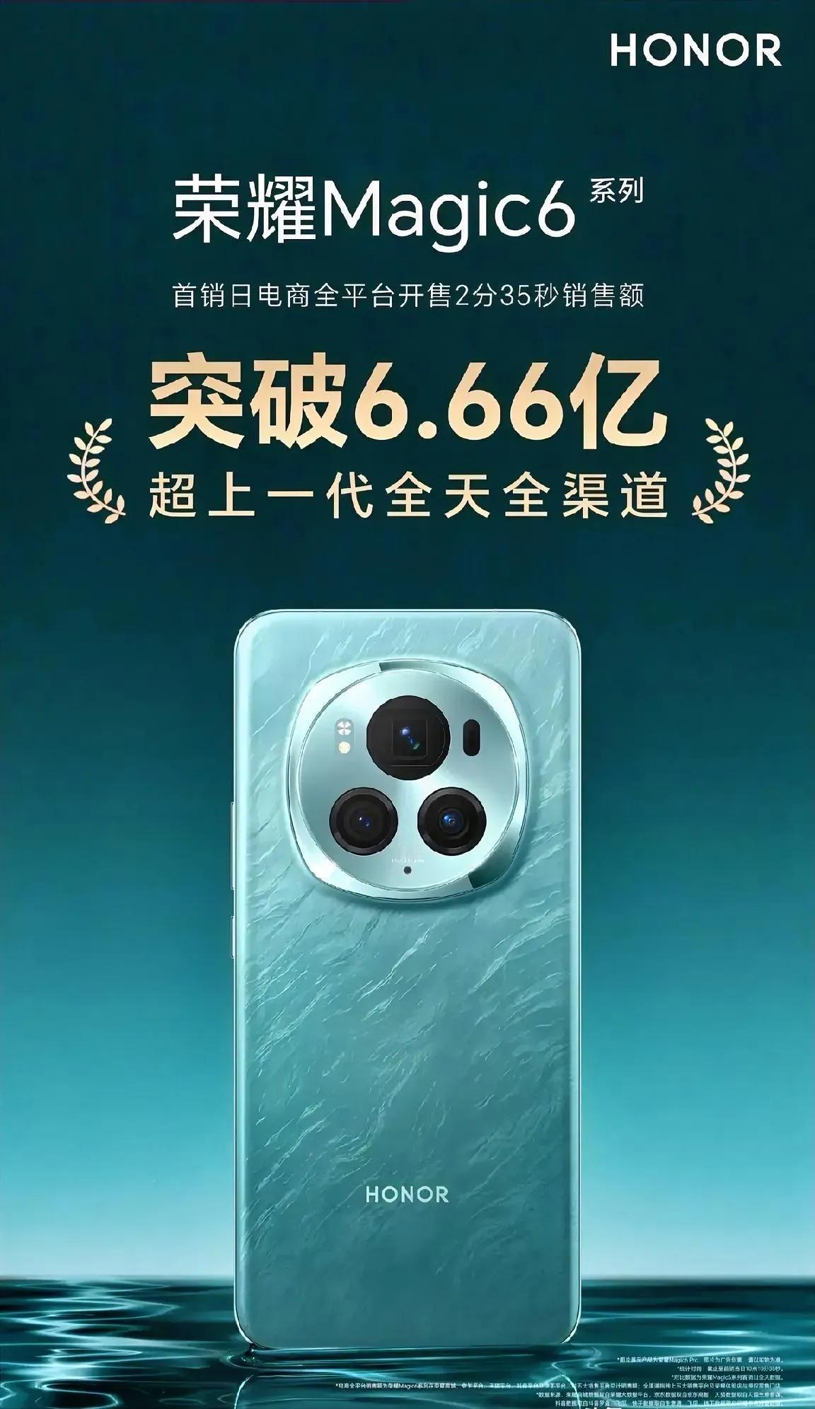 荣耀Magic6系列首销战报，4399起的机子如果按均价5000算的话，单电商平
