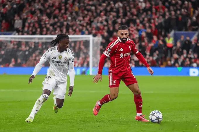 找回状态？萨拉赫近5年第3次欧冠单场5过人，都是踢皇马马竞在本轮欧冠，利物浦1-