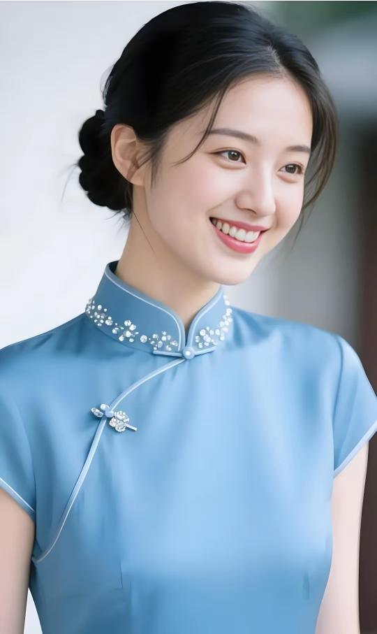 旗袍女人，笑颜如花。
天生丽质，国色天香。
花容月貌，梨花带雨。
出水芙蓉，绰约