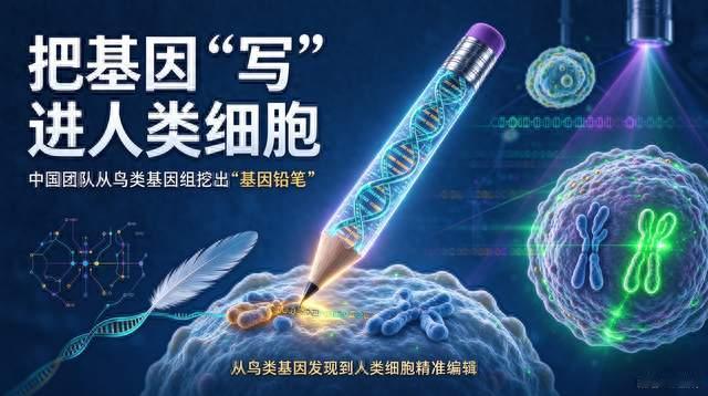 把基因“写”进人类细胞：中国团队从鸟类基因组挖出“基因铅笔”