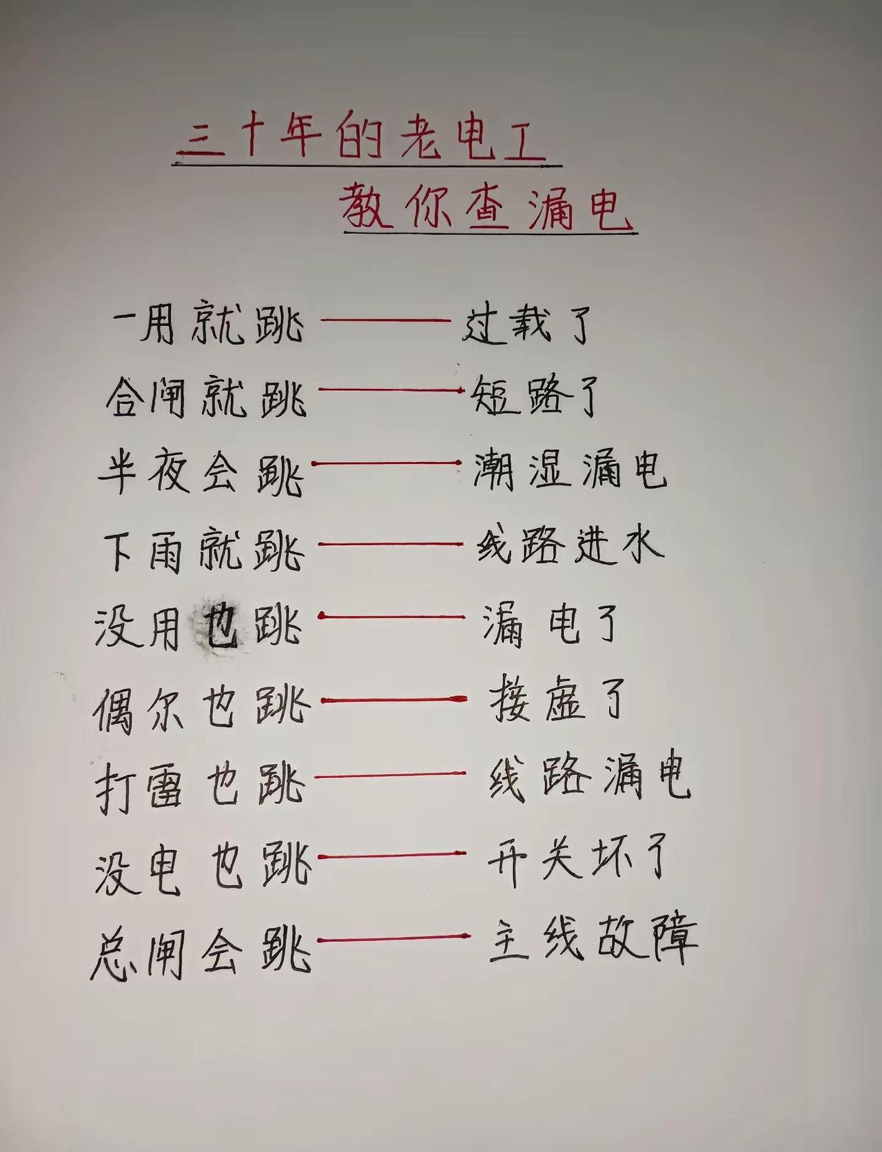三十年老电工教你查漏电