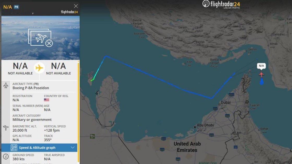 美军连续第四天在霍尔木兹海峡上空进行监视，很可能是在进行针对伊朗的情报行动。一架