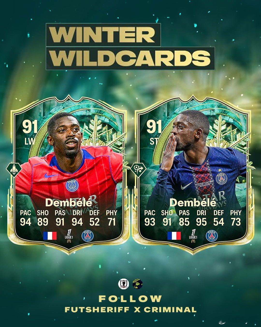 冬季外卡登贝莱确认。将拥有两个版本FC26