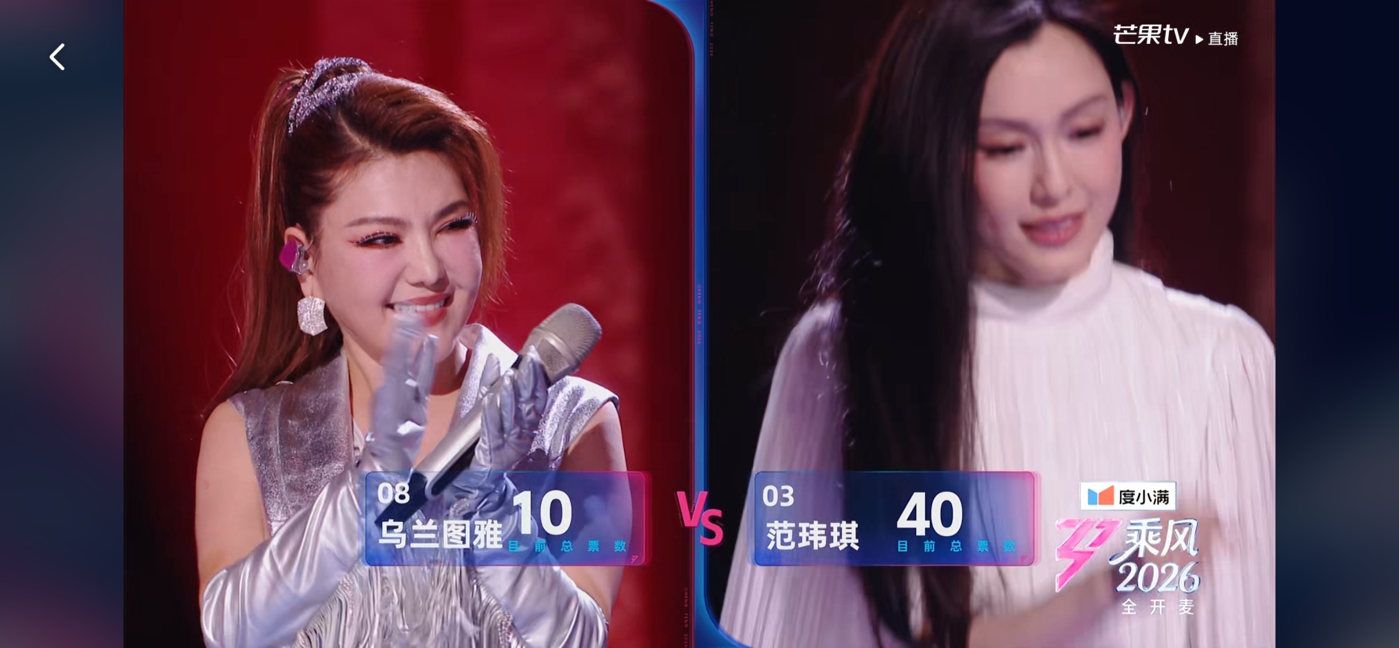 5个评审团四个投范玮琪，乌兰图雅靠大众投票赢了 乘风初舞台直播