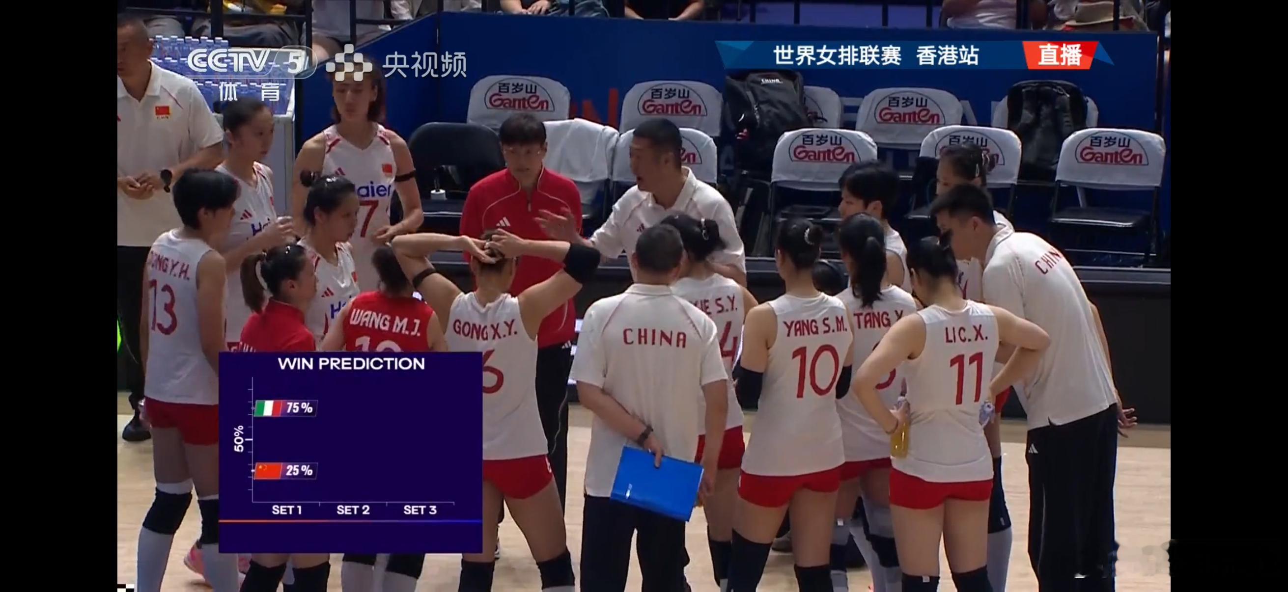 中国女排vs意大利女排中国队6-9落后叫了第一次技术暂停中国女排vs意大利女排 