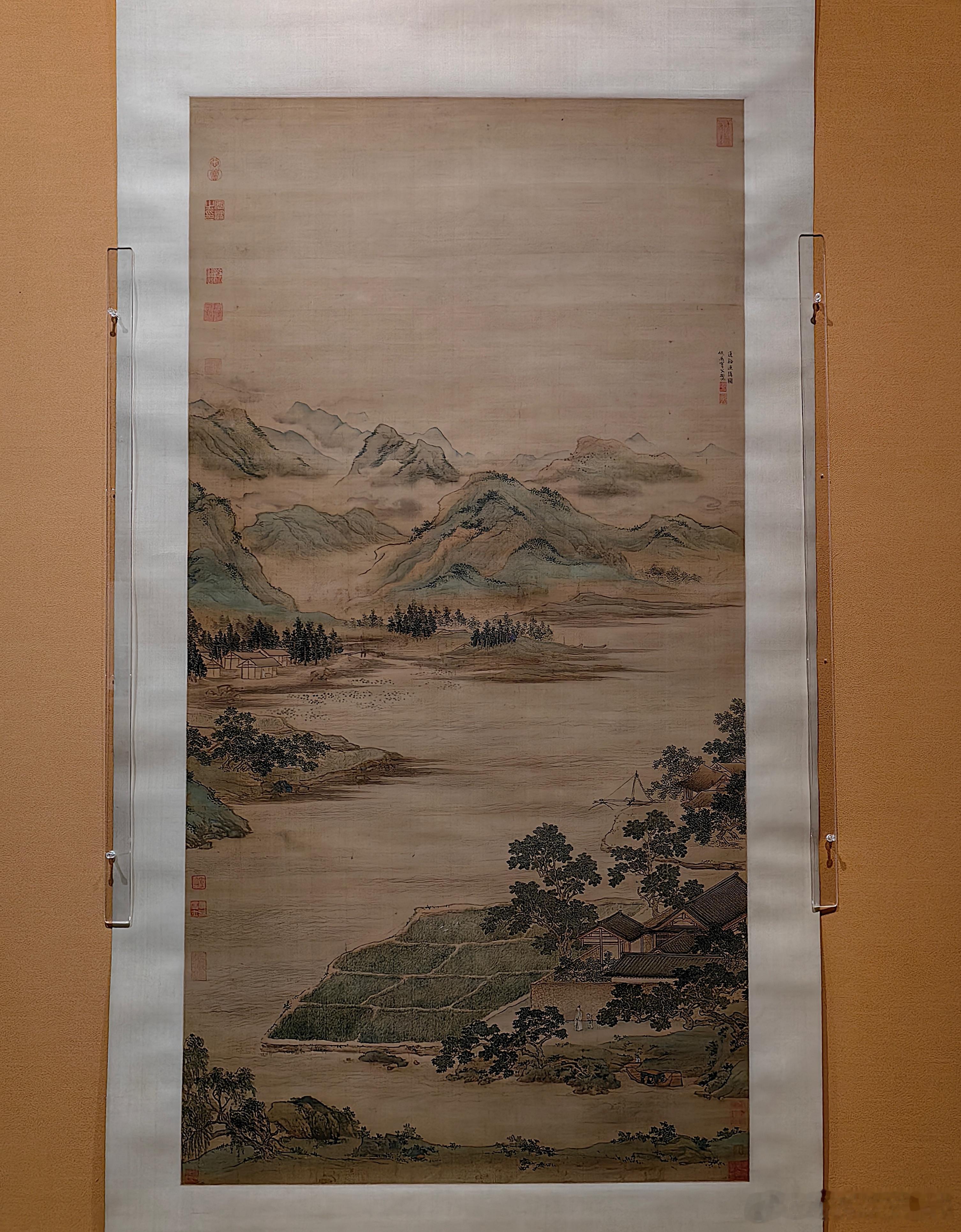 莲溪渔隐图轴明 (公元1368-1644年)故宫博物院藏仇英创作的绢本设色画，是
