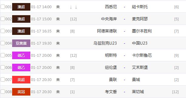 周六 、 早场三场澳超 、一场英超 、还有国足 