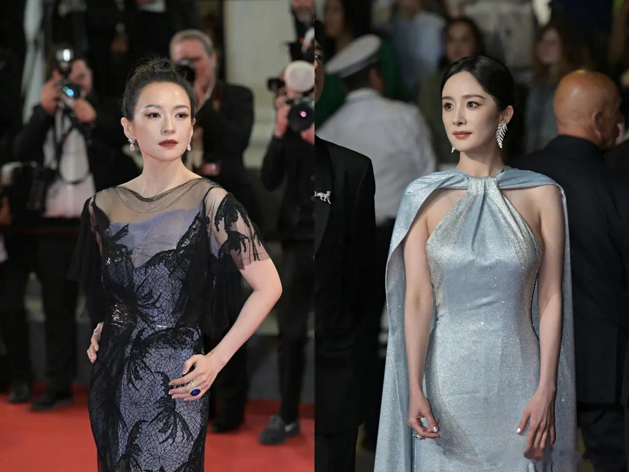 怎么感觉杨幂现在有点不自信了，尤其是和松弛感满满的章子怡同框，更显得拘谨了。合照
