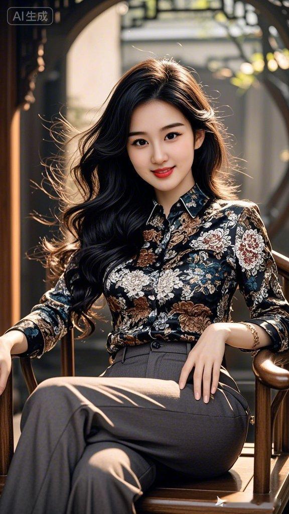 优雅气质，花衬衫与高腰裤的完美搭配，尽显都市女性魅力！