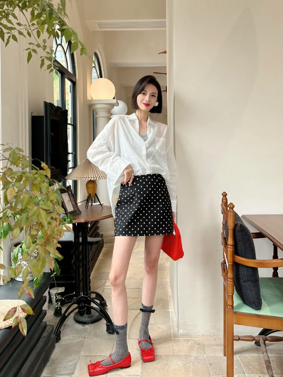 亚麻+波点｜周六舒服又复古♠️