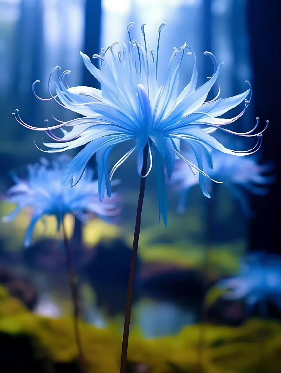 彼岸花也被称为“曼珠沙华”它的花语是：见花不见叶，见也不见花，花叶永不见，象征永