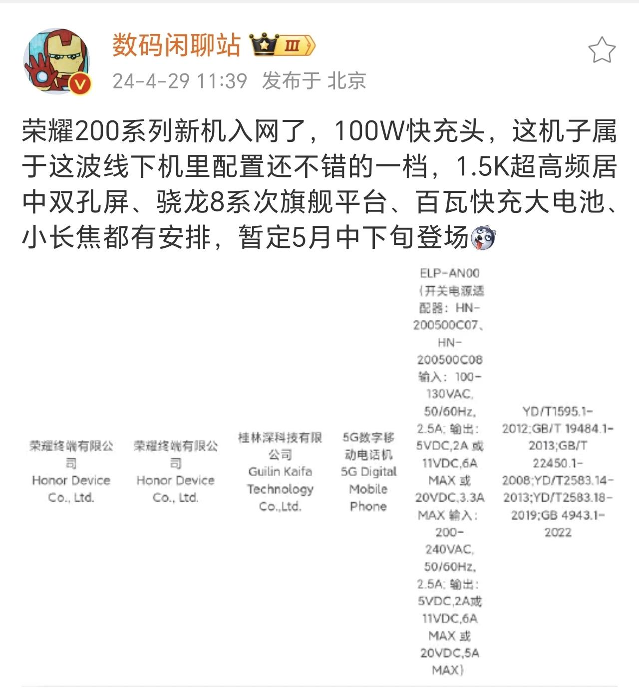 荣耀200系列入网了了，定位档5月中下旬，说说我对荣耀200系列的一些期待：

