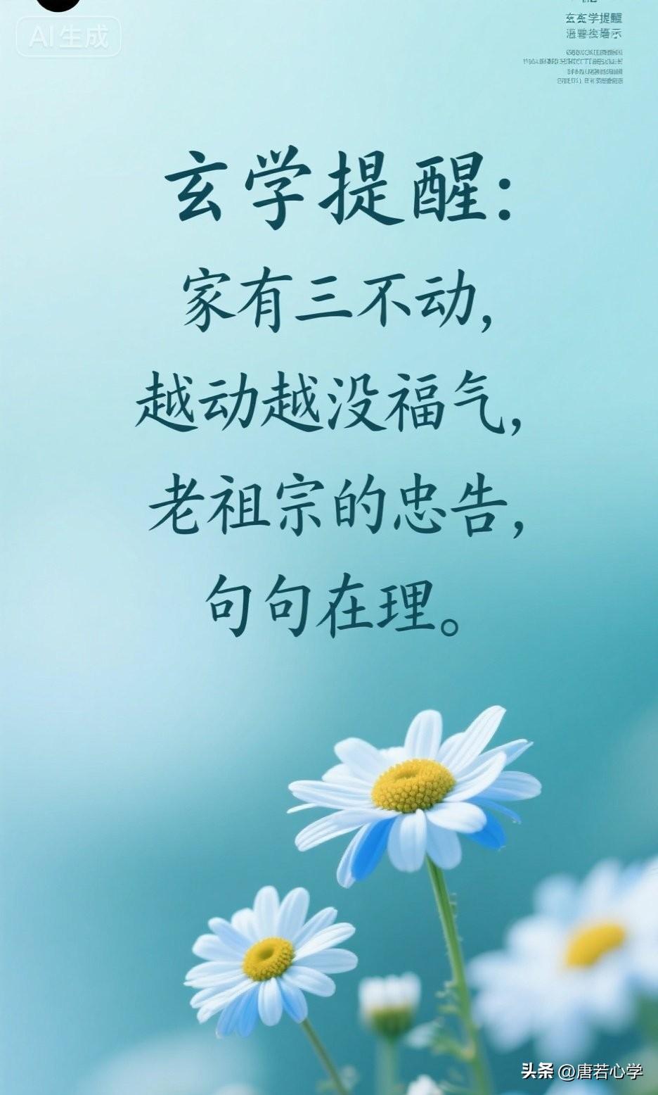 玄学提醒：家有三不动，越动越没福气，老祖宗的忠告，句句在理。

《易经》有言：“