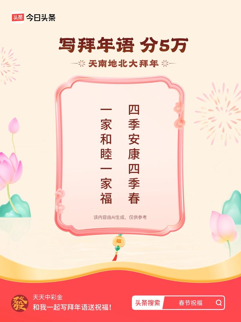 写拜年语送祝福新春拜年送祝福！我的祝福是：“一家和睦一家福，四季安康四季春”！快