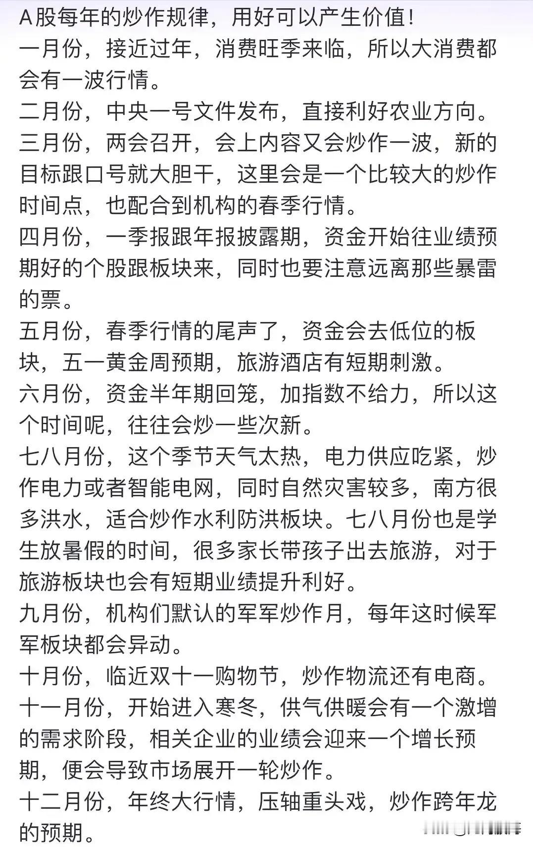 A股每年的炒作规律，别不信，每年的炒作都大体按照这些板块进行的！