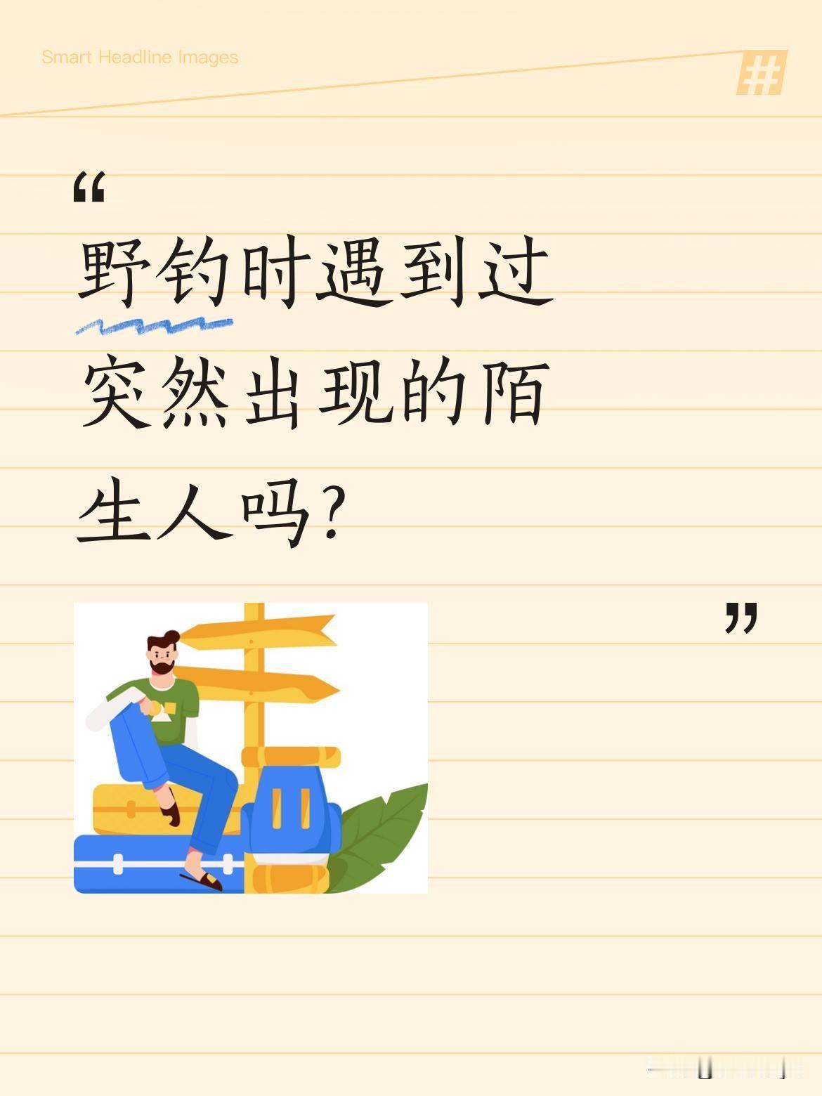 野钓时遇到过突然出现的陌生人吗？
有网友分享了一段钓鱼经历：正专心用蚯蚓准备钓鱼