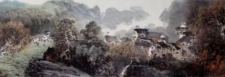 名家作品友情代理推荐分享【张际才】当代岭南山水画家，江西南康人，江西省美协会员，