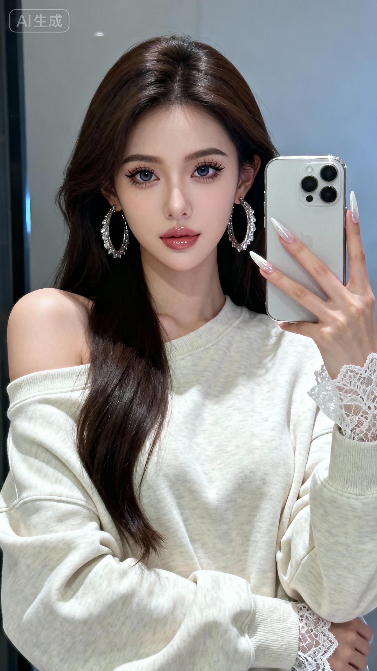 甜美自拍，温柔白毛衣，大眼妆，精致耳环，手机自拍分享你随手拍的风景 如何拍出户外