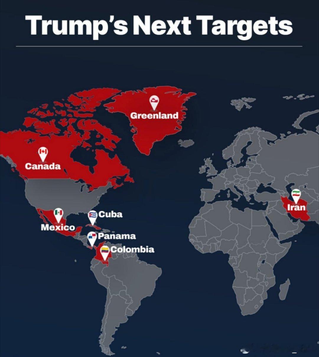 Clash Reports 公布了一张美国可能对主权国家发动袭击的地图潜在目标包