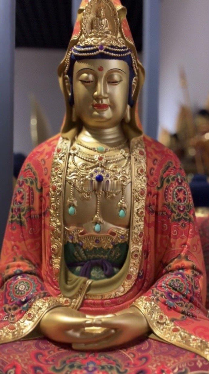 礼赞菩萨，有缘之人见到，欢喜临门，诸事如意，顺遂吉祥。 