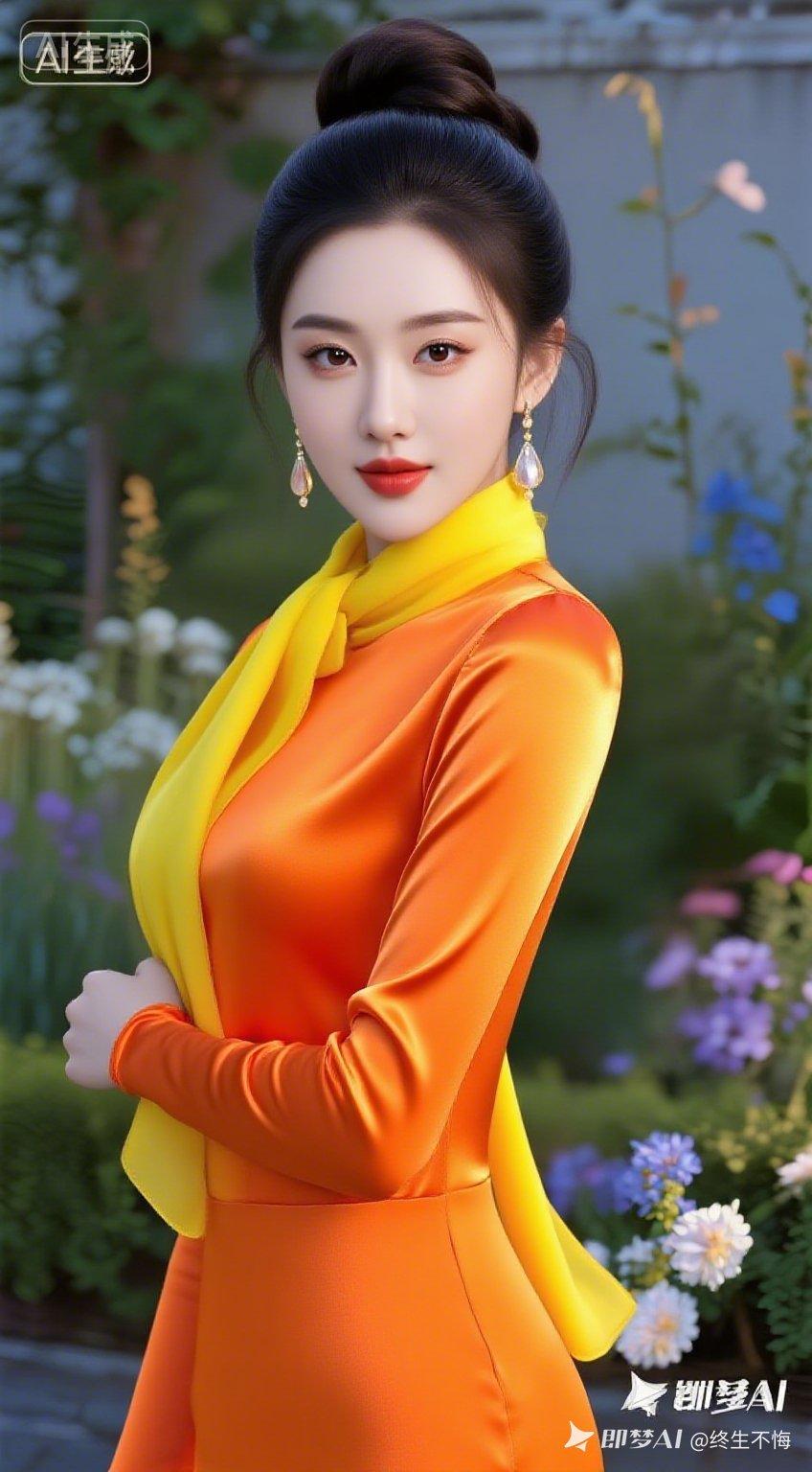 优雅橙黄连衣裙，绽放自然之美！🌸💃