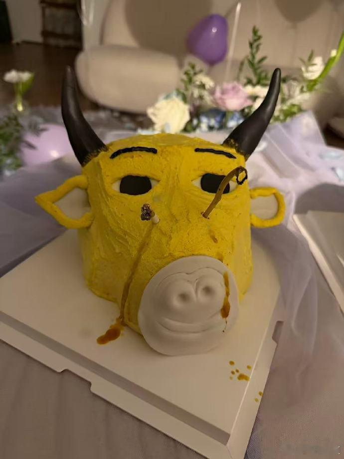 宁艺卓晒24岁生日照 宁艺卓晒牛来生日蛋糕，这也太抽象了吧哈哈哈哈 宁艺卓晒牛来