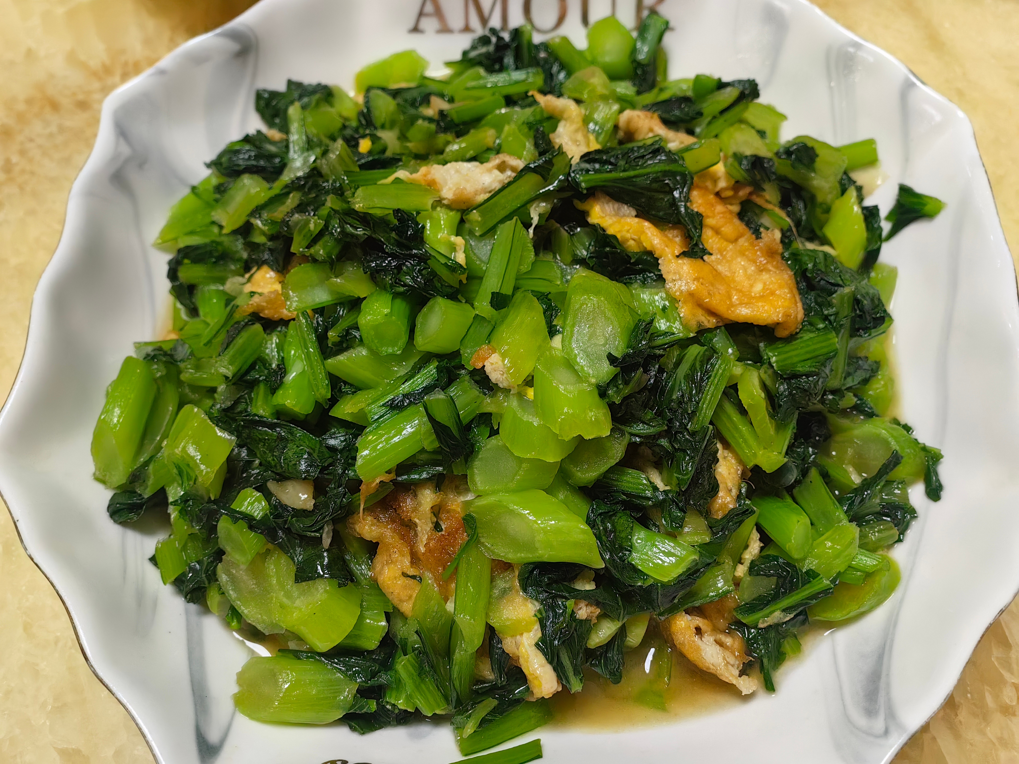 家常菜 广东菜心炒蛋，八➕1鸭，炒豆芽，清蒸黄翅鱼。 
