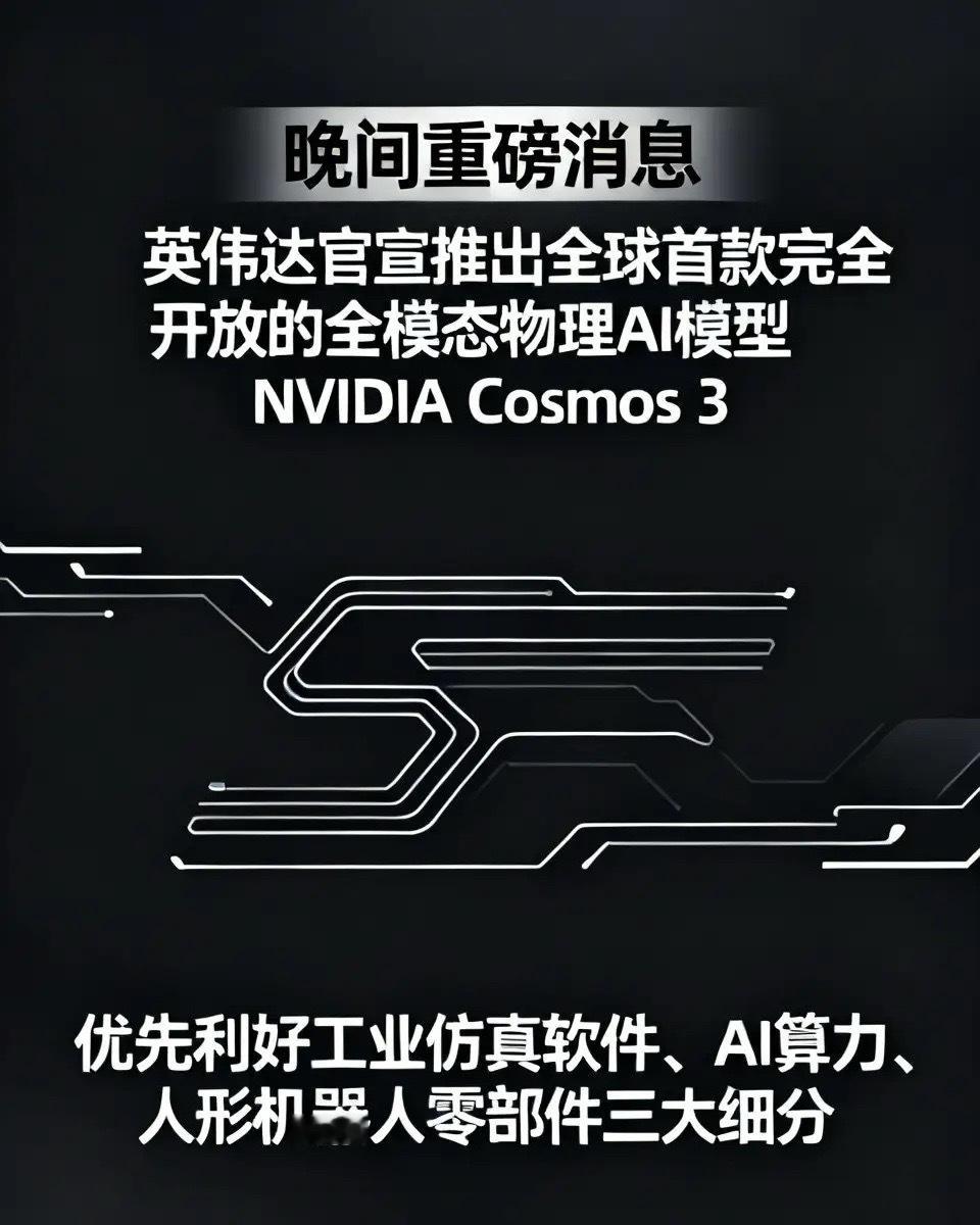 晚间重磅消息，对于明日市场影响较大！一是英伟达官宣推出全球首款完全开放的全模态物