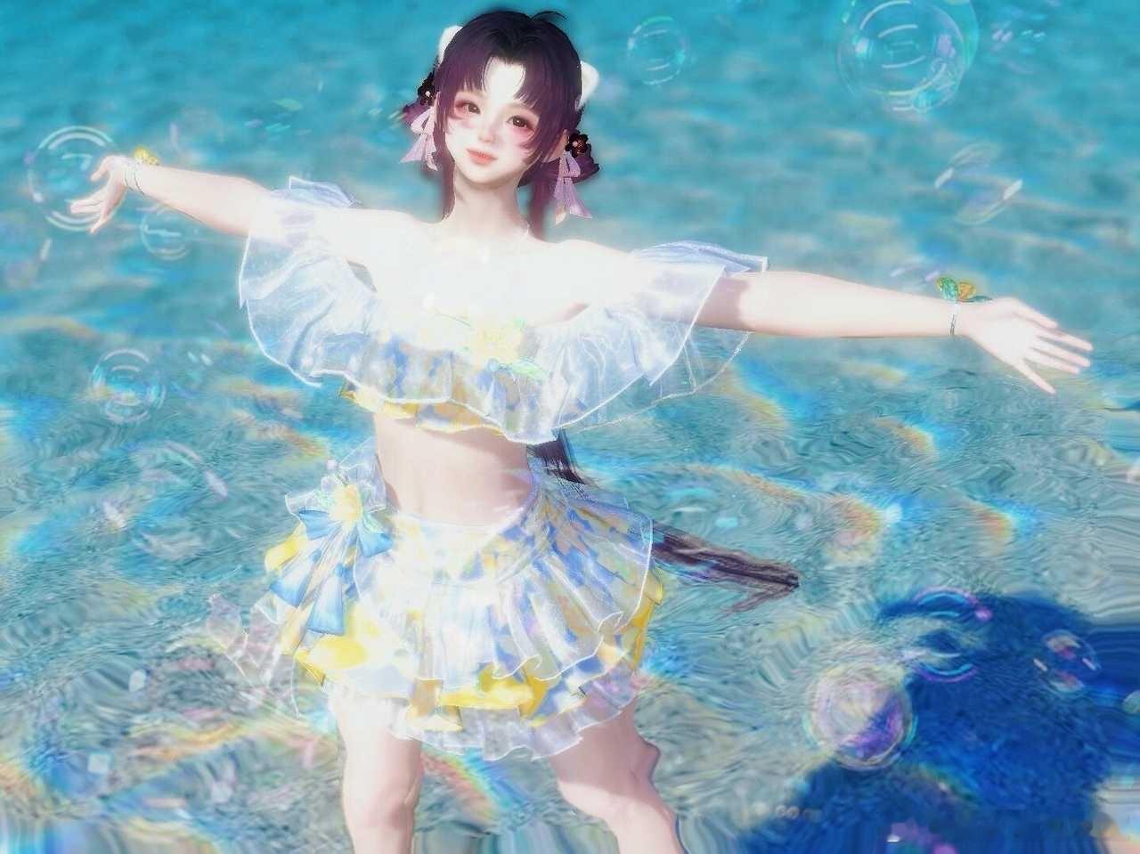 #逆水寒手游##开学送逆吃雪糕#  【夏天的尾巴，小号泳装新体验✨逆水寒手游里的