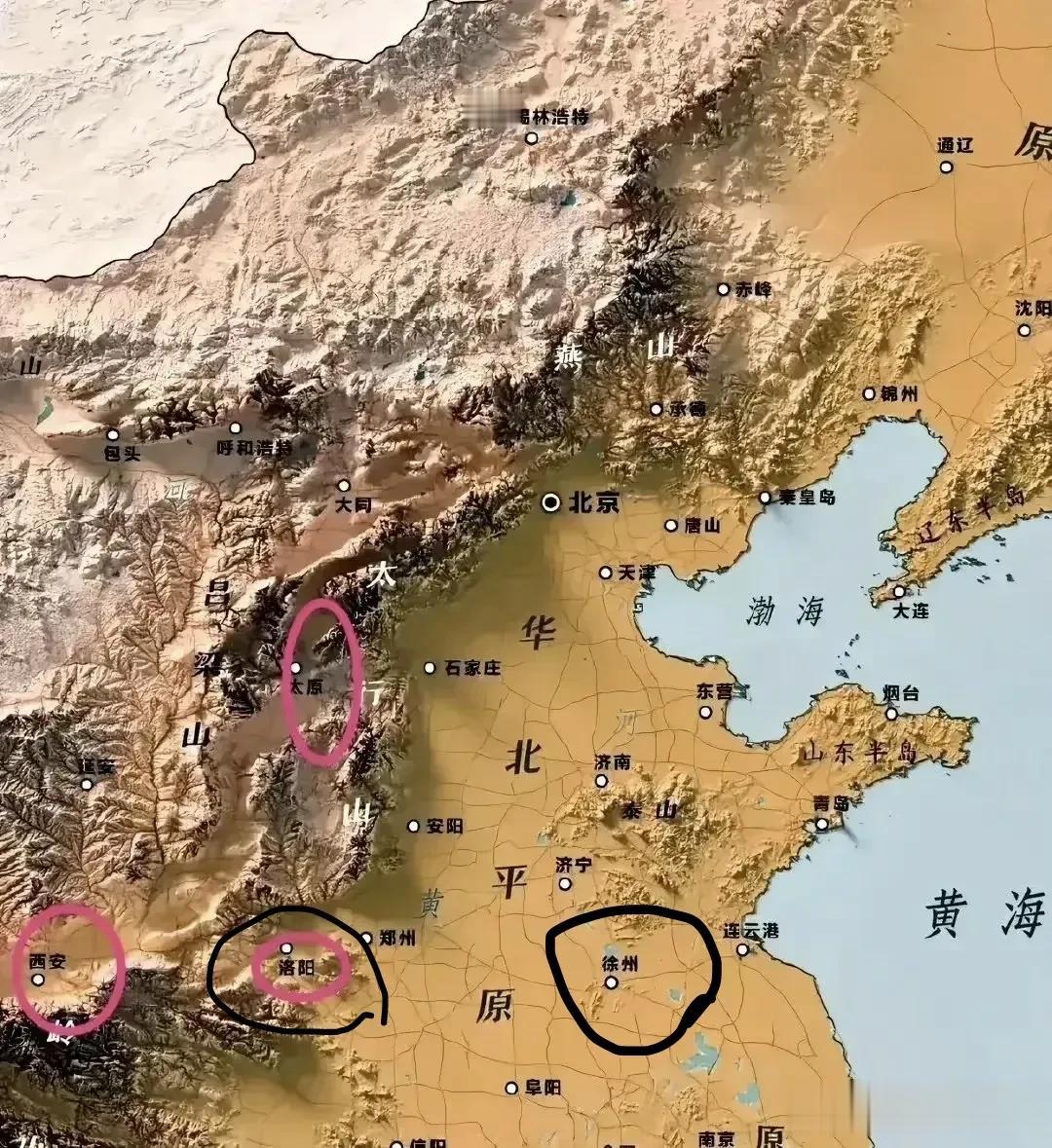 洛阳和徐州的地理位置太好了 自古以来就是兵家必争之地
洛阳的地形真是太好了，进可
