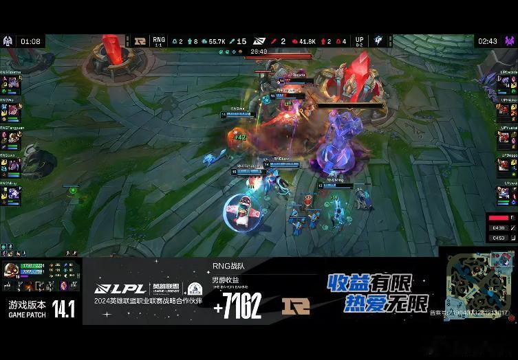 【#2024LPL春季赛# RNG 1-0 UP】 #RNG对战UP# 

UP