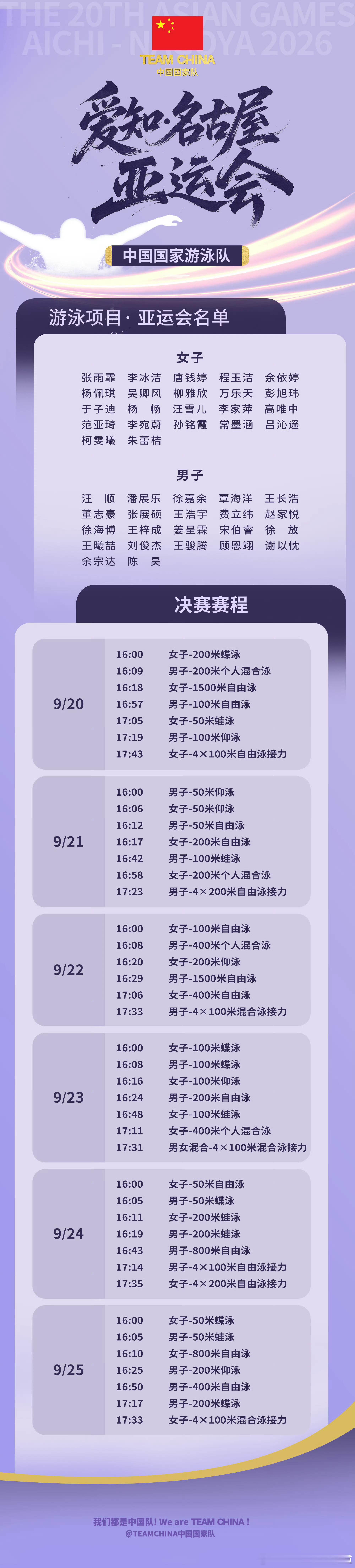 TEAMCHINA每一面国旗都是答案 泳道横陈，载起逐浪之心。 拨开一重重水浪，