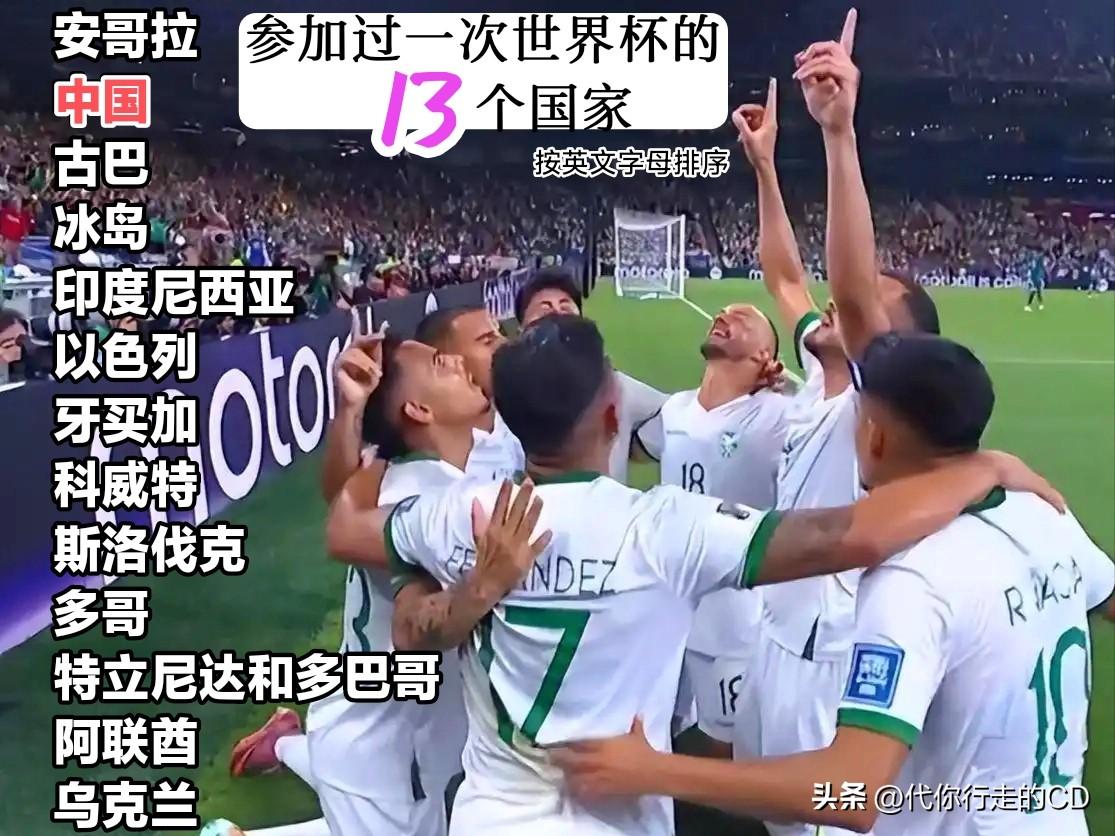 13个国家只参加一次世界杯!
包括中国、乌克兰、以色列，甚至有特立尼达和多巴哥!