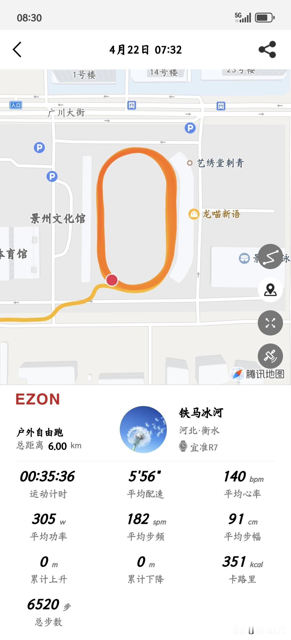 班前跑6公里，循序渐进，逐步提升配速，这样跑也很舒服。

周日跑完半马，周一休息