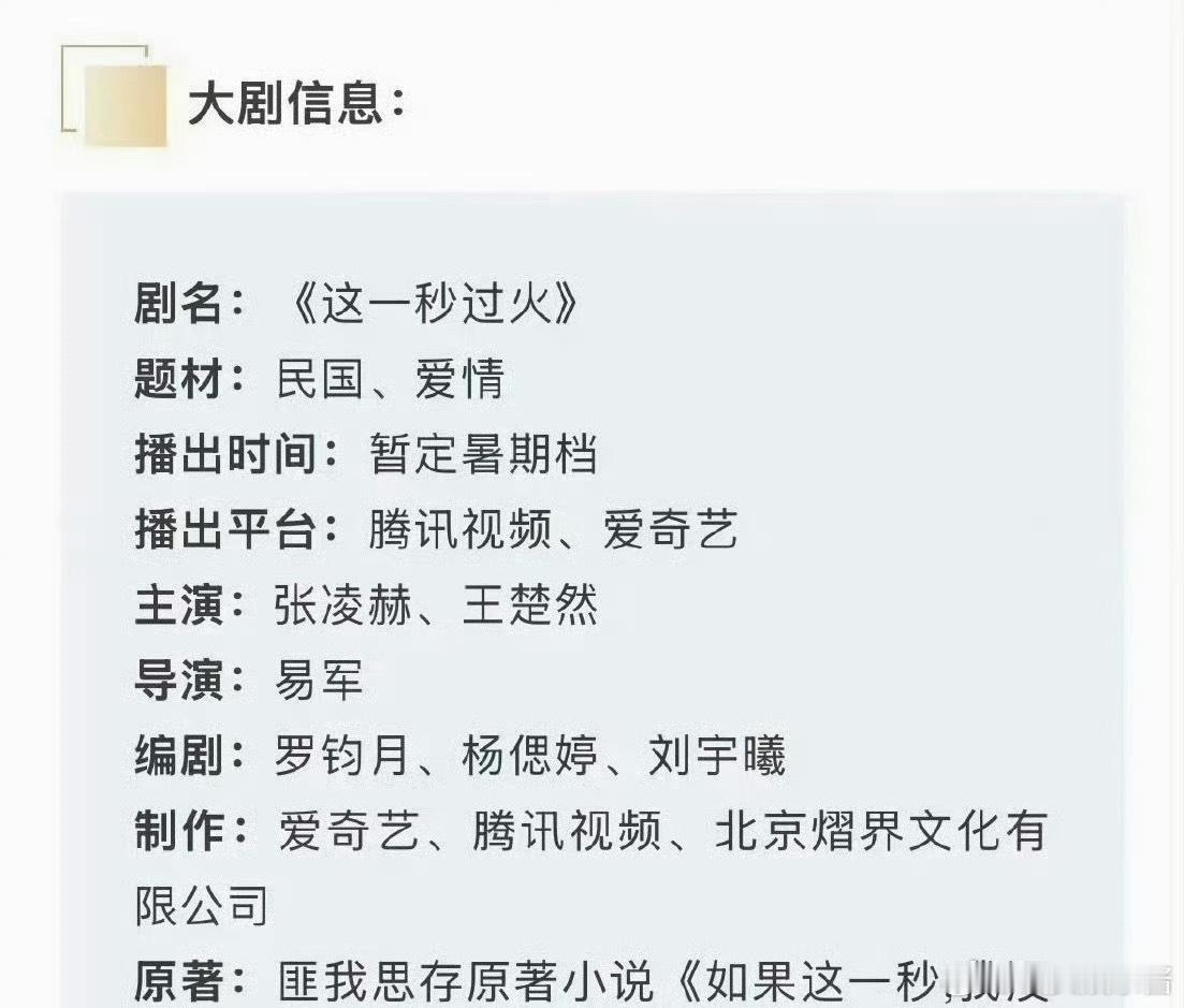 张凌赫、王楚然《这一秒过火》播前招商，你觉得会爆吗 