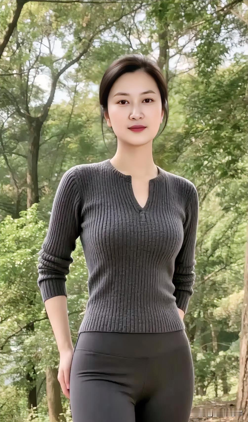 林深风软，人立其间，眉眼带笑，岁月温甜。