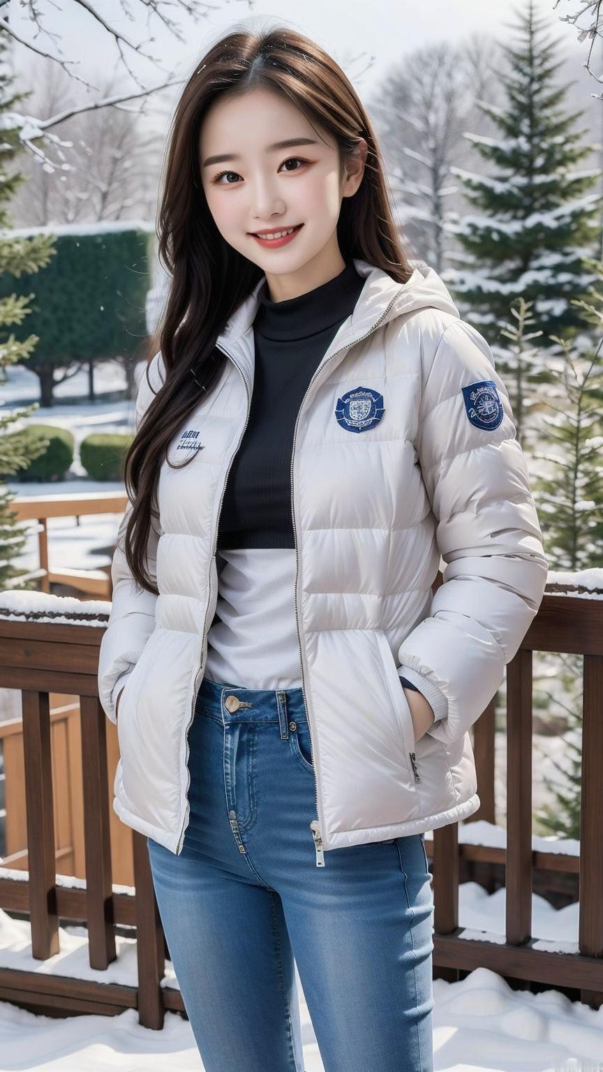 邻家女孩 清纯甜美 耐看型 冬季 白雪