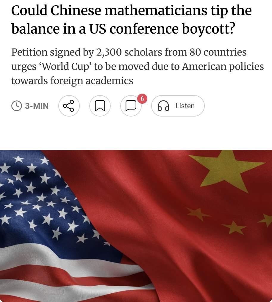 外媒重磅消息，来自近80个国家的2300余名顶尖数学家集体签署公开请愿书，强烈要