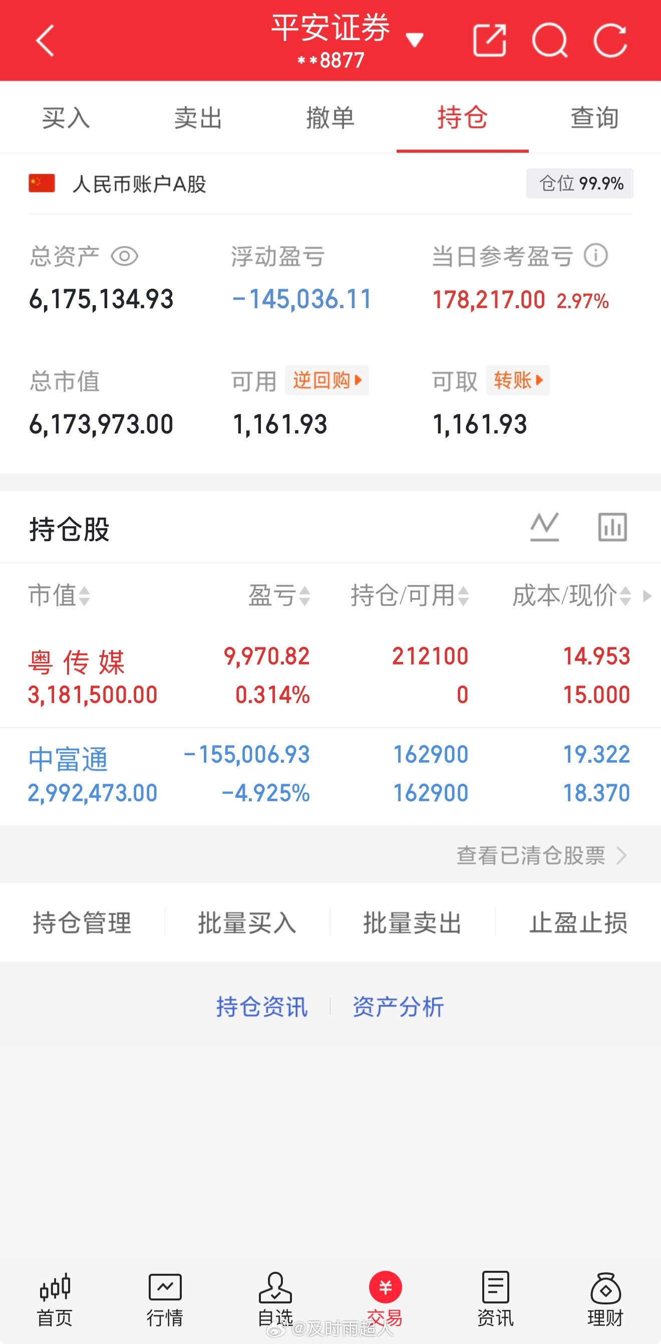 中富通出了一半，进了粤传媒！所有人点个赞，扣一波“888”支持超哥！