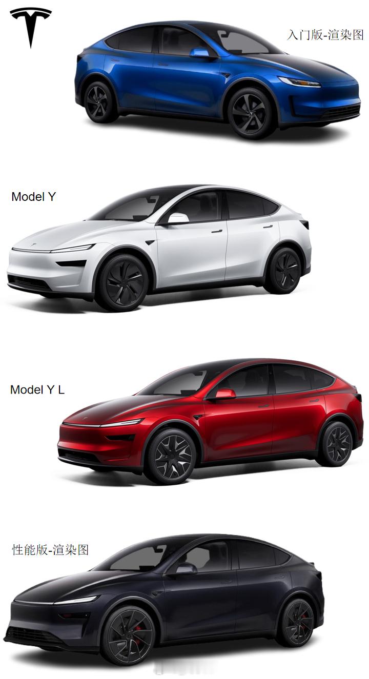 特斯拉Model Y入门版&性能版渲染图 【新车渲染】特斯拉新Model Y入门