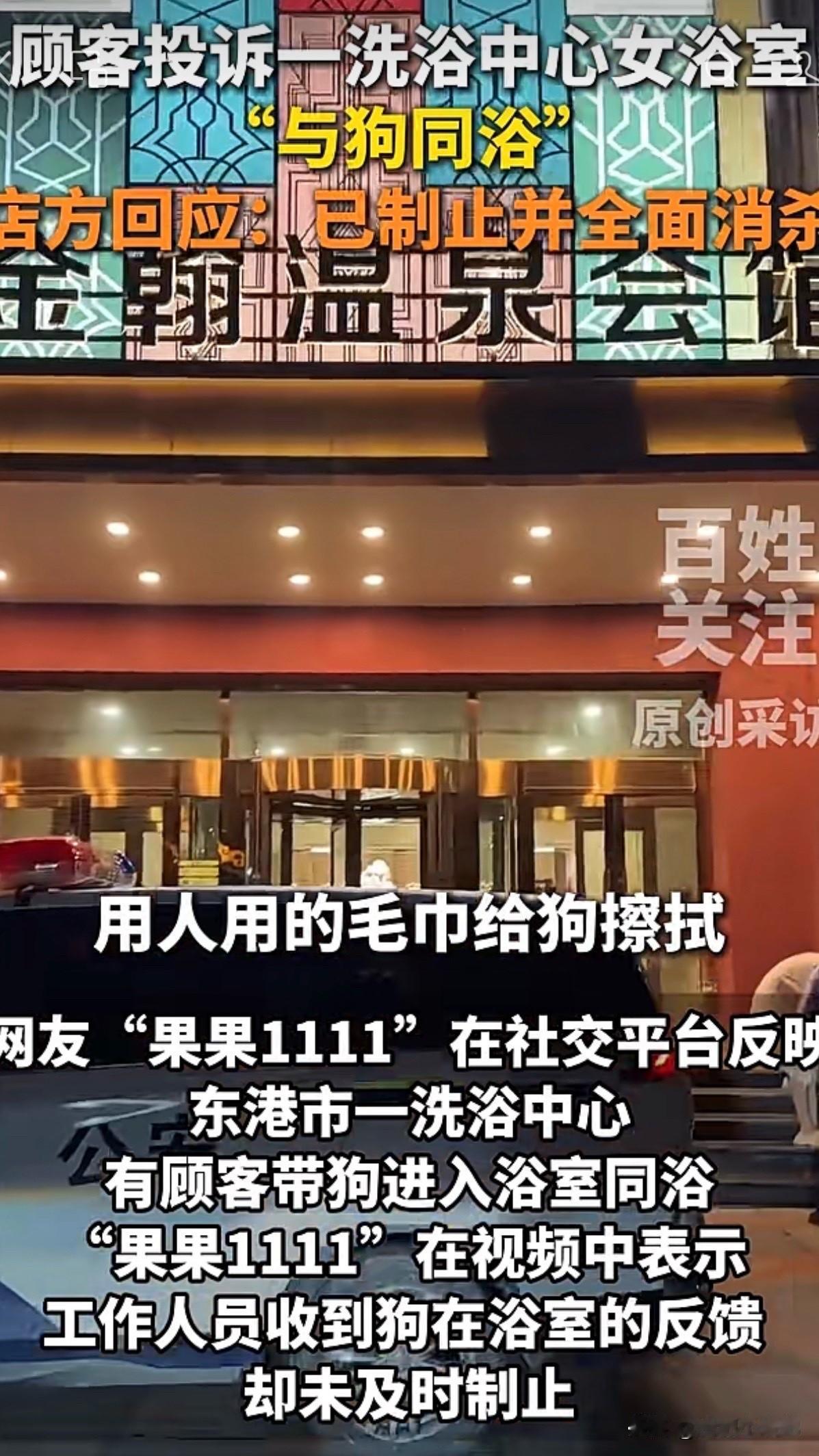 门店回应：发现后已当场制止，全域消杀并废弃接触过的布草；网传店家默许人狗共浴的视