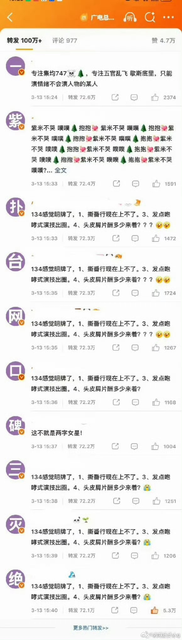 热巴粉丝热转全部拿下，又给紫姐排字了…